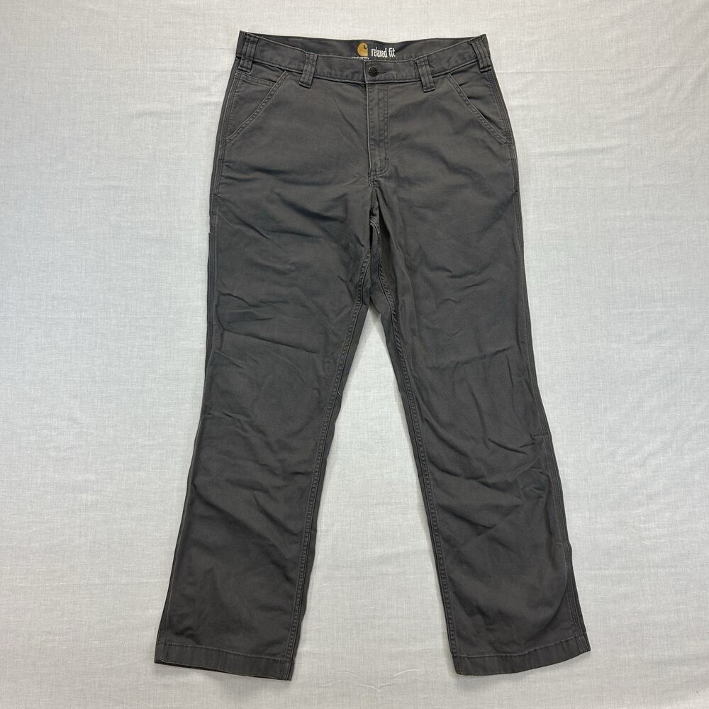 Carhartt Rugged Flex Pants Men's Size 34x32 Gray Relaxed Fit Canvas Work Pockets